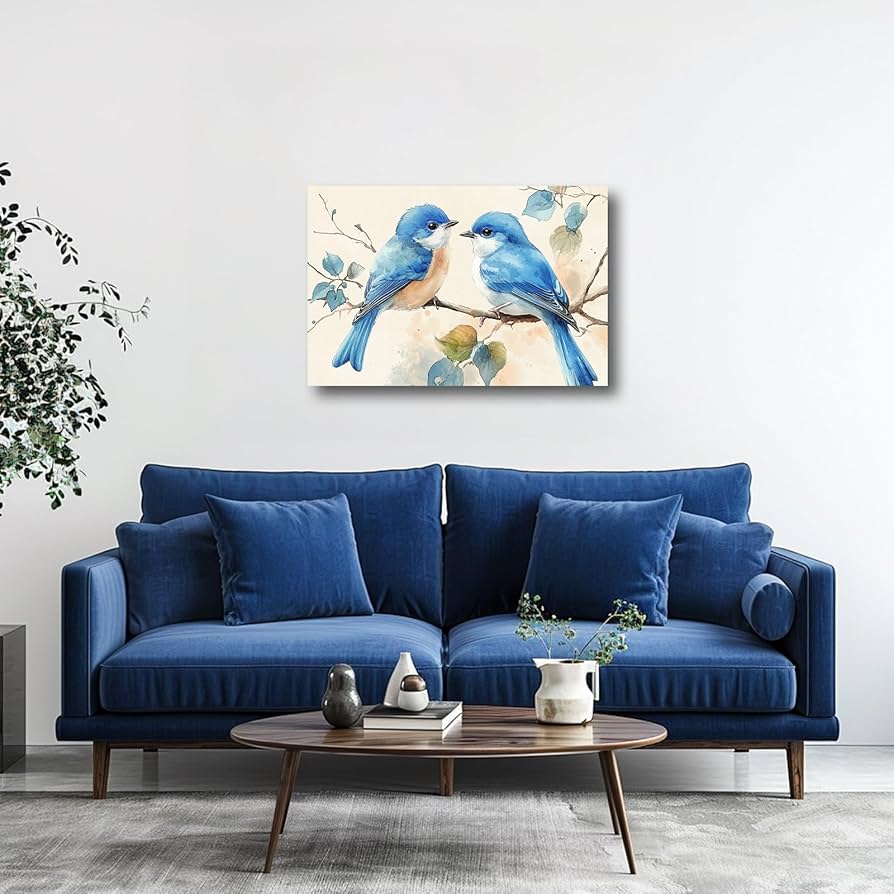 Amazon.co.jp: CHAOSETKEN 青い鳥 キャンバスウォールアート 愛の鳥の